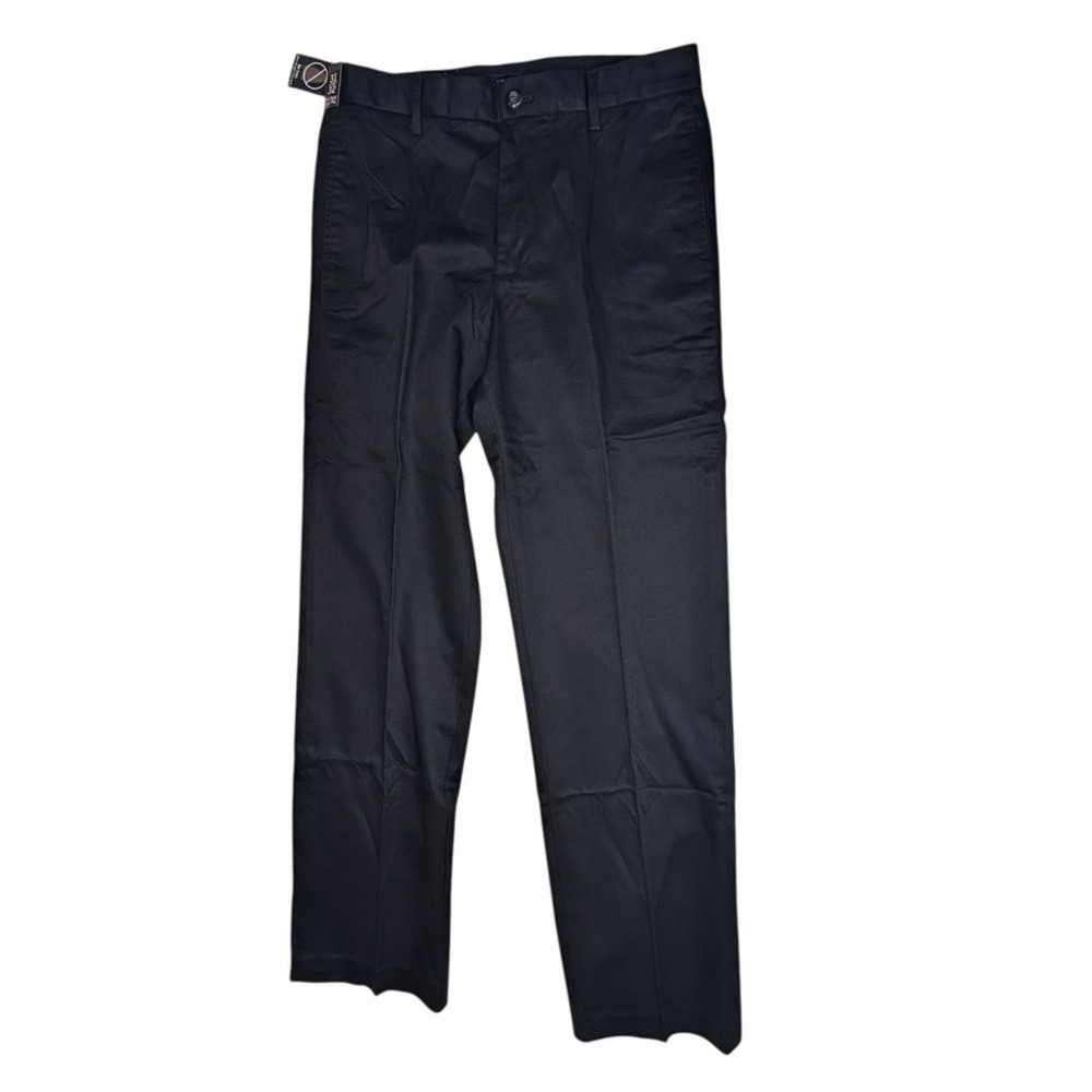 IZOD Chino Pants Mens 31x32 Black Madison Slim Flat Front SportFlex No Iron